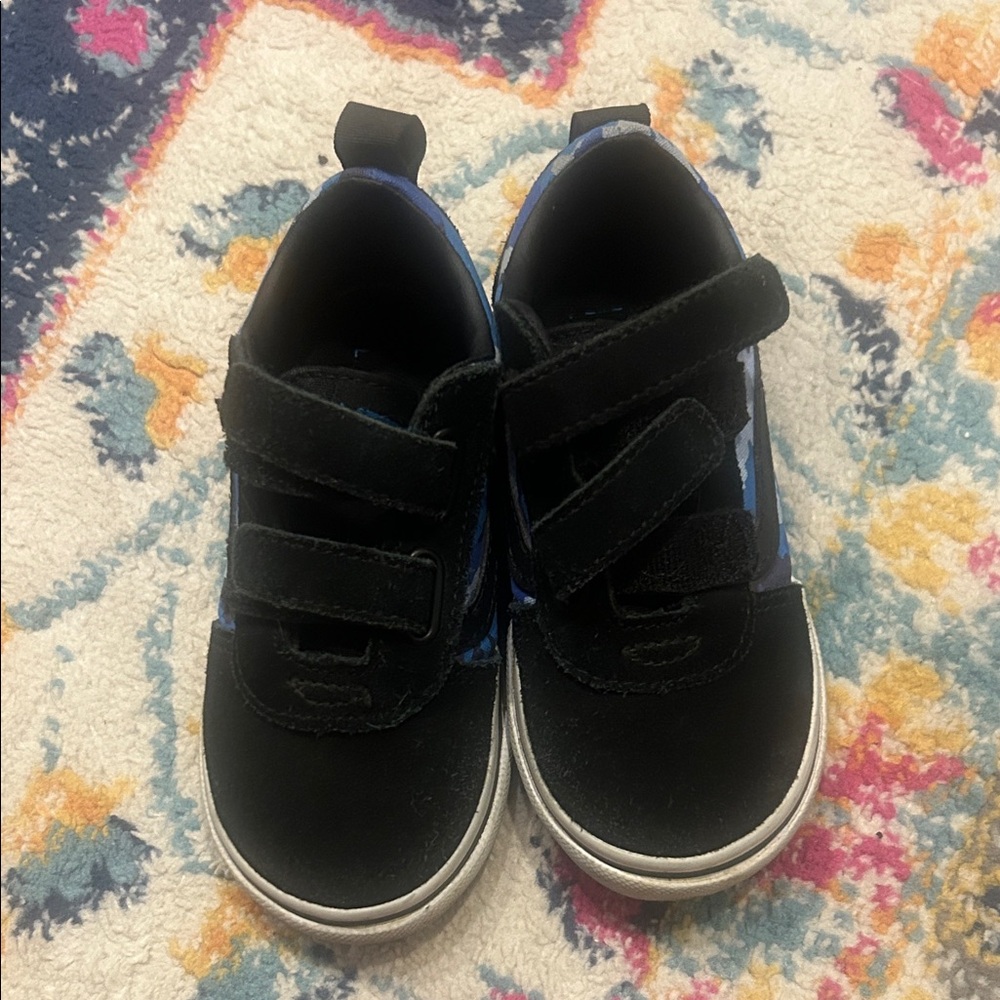 Vans Kids Camo Black and Blue Sneakers